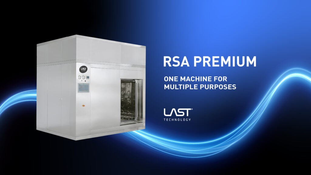 Scheda tecnica di macchinario RSA Premium su sfondo blu, con testi che spiegano il prodotto